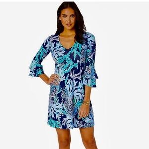Lilly Pulitzer Raina Dress Indigo Swish & Stay Dress Sz S